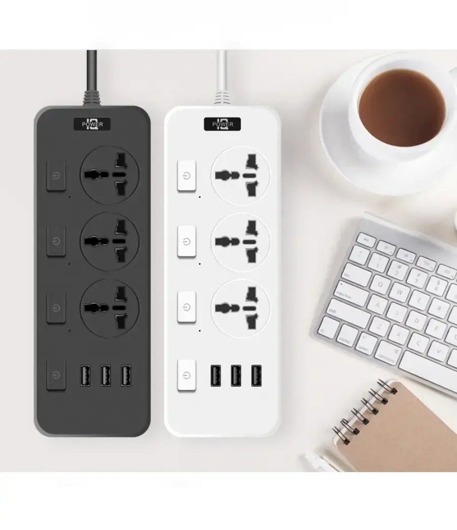 USB smart power strip with multiple sockets for household use